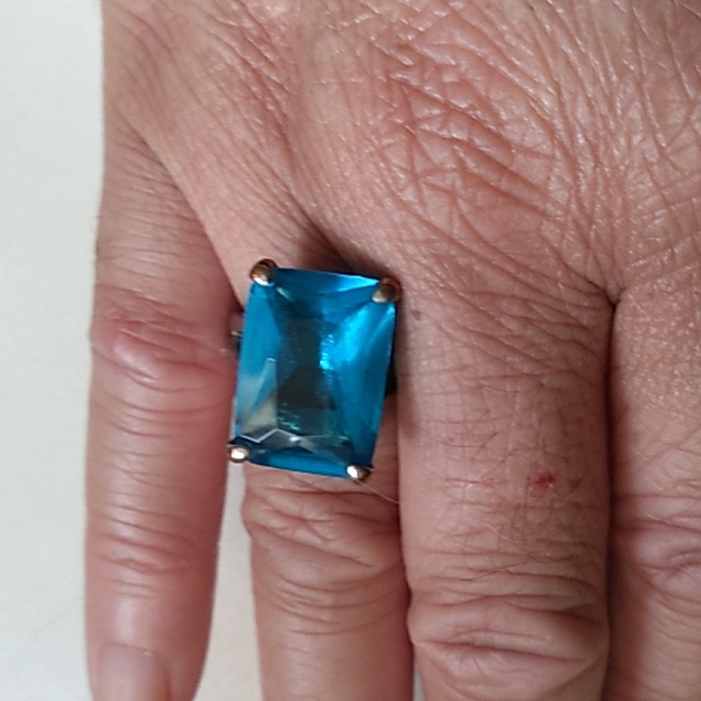 Vintage Blue Emerald Cut Ring